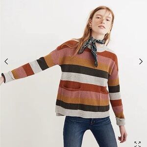Madewell Colorful Striped Crew Neck Sweater